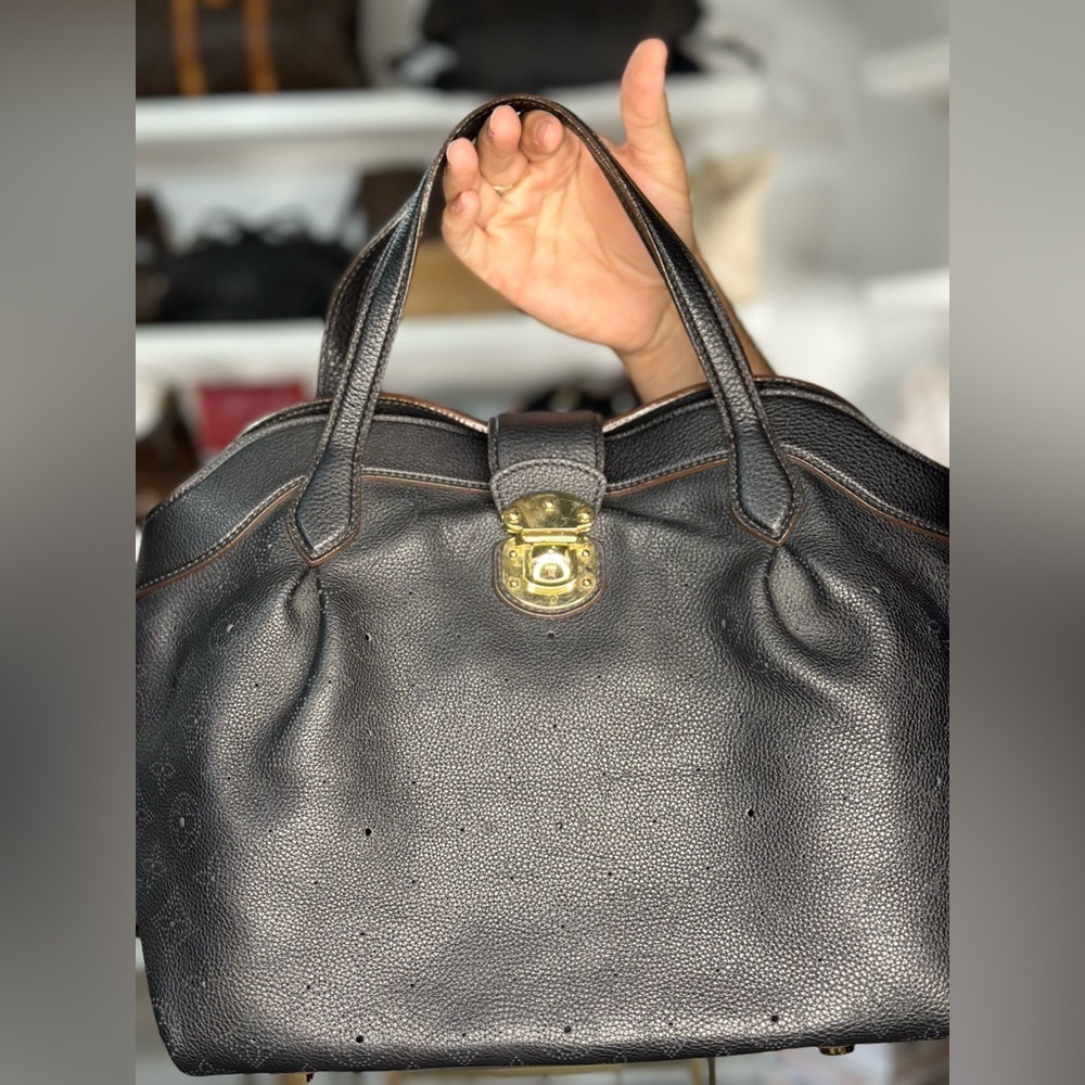 LV Black Leather Tote - Picture 1 of 1